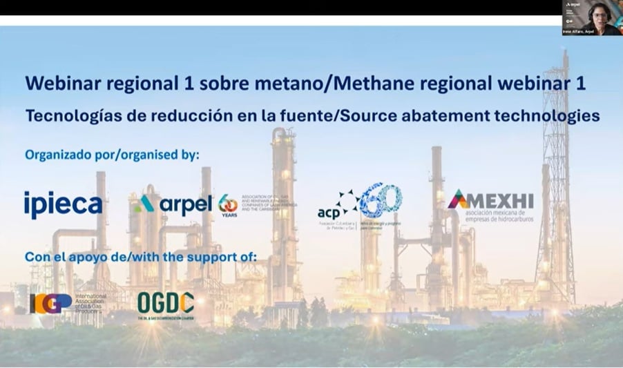 Webinar Ipieca-Arpel-ACP-AMEXHI sobre tecnologías de reducción de metano en la fuente